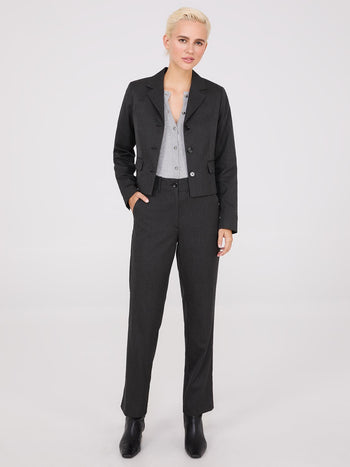 Herringbone Straight Leg Pants Black