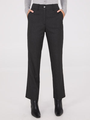 Herringbone Straight Leg Pants Black