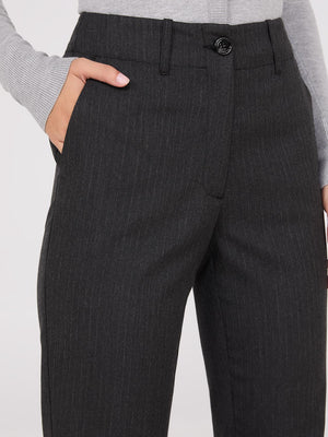 Herringbone Straight Leg Pants Black