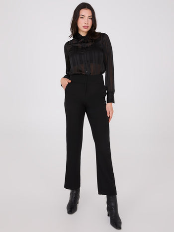 High-Rise Wide Waistband Pants Black