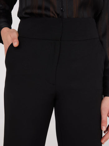 High-Rise Wide Waistband Pants Black