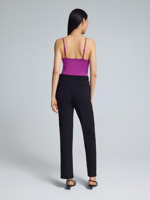 Straight Leg Clean Front Crepe Pants Black