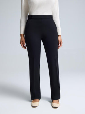 Straight Leg Clean Front Crepe Pants Black