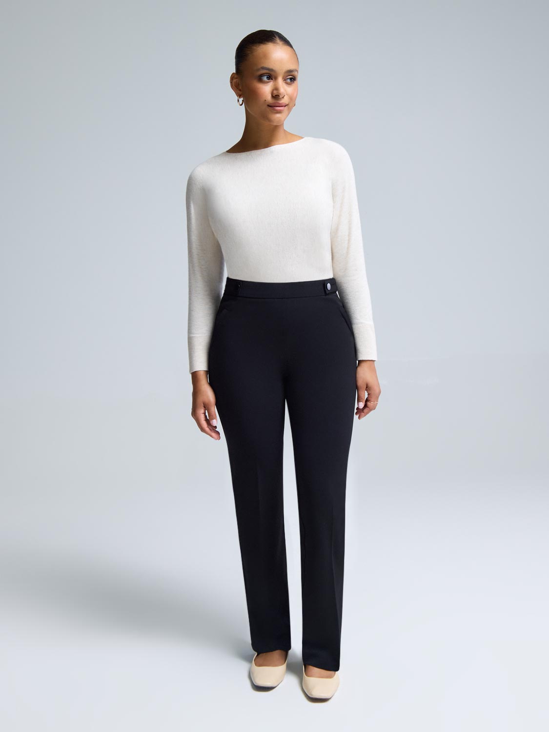 Straight Leg Clean Front Crepe Pants – Suzy Shier