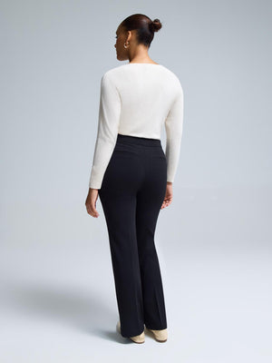 Straight Leg Clean Front Crepe Pants Black