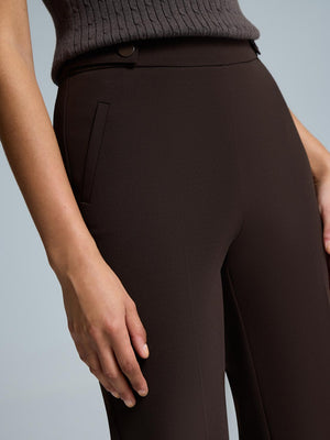 Straight Leg Clean Front Crepe Pants Dk Brown