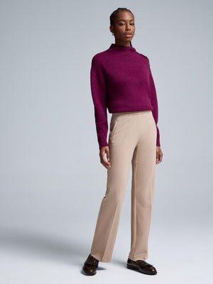 Straight Leg Clean Front Crepe Pants Dk Beige