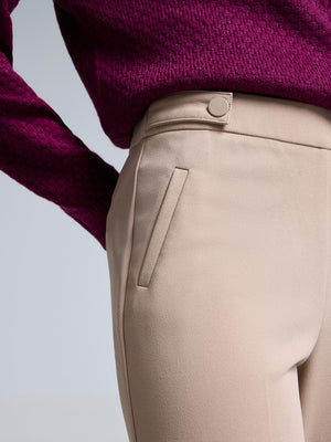 Straight Leg Clean Front Crepe Pants Dk Beige