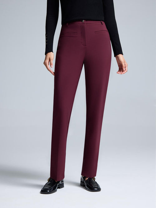 Mid-Rise Straight Leg Stretch Pants