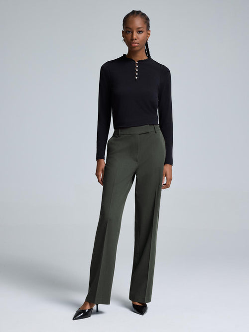 Twill Straight Leg Pants