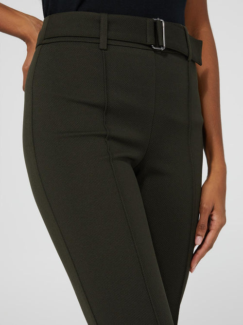 High-Waisted Flare Leg Pants With Belt