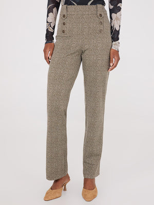 Herringbone Straight Leg Pants Fawn