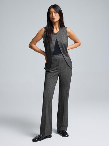 Striped Jacquard Flare Leg Pants Black