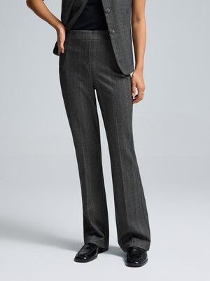 Striped Jacquard Flare Leg Pants Black