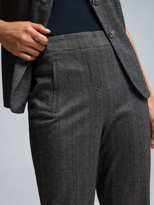 Striped Jacquard Flare Leg Pants Black
