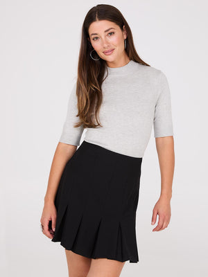 Short Pleated Skirt Black