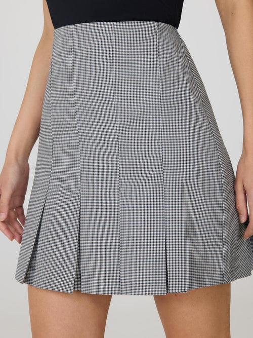 Houndstooth Pleated Mini Skirt
