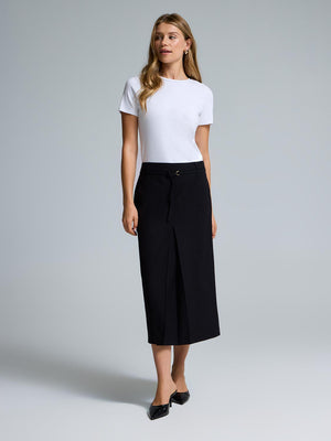 Box-Pleated Midi Skirt Black