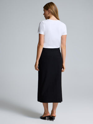 Box-Pleated Midi Skirt Black