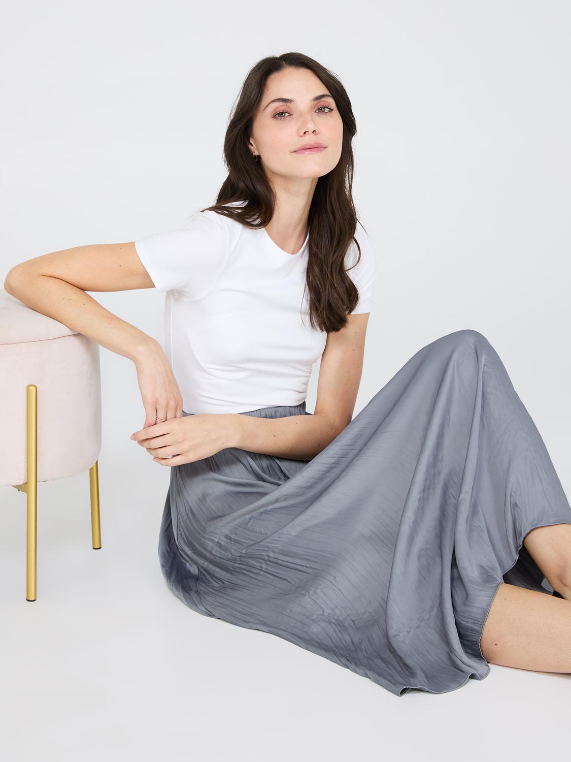 Printed Satin A-Line Skirt – Suzy Shier