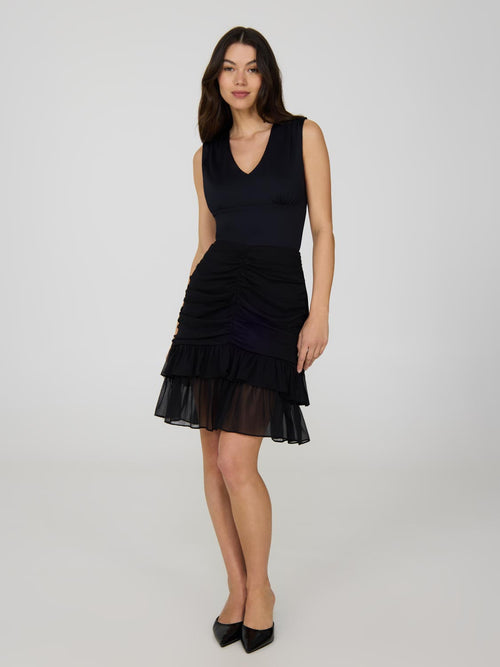 Ruched Front Tiered Short Skirt