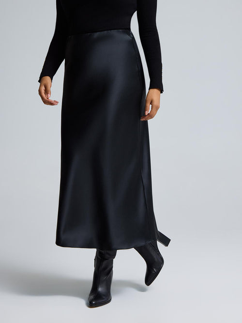 Bias-Cut Satin Skirt