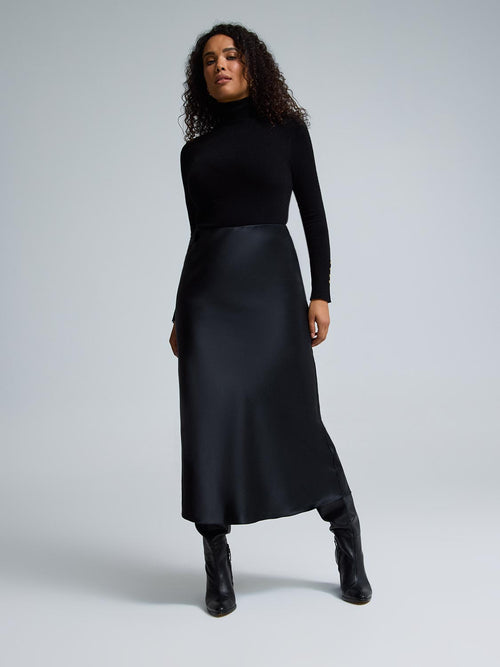 Bias-Cut Satin Skirt