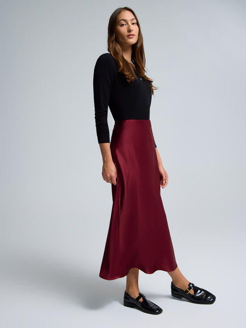 Bias-Cut Satin Skirt