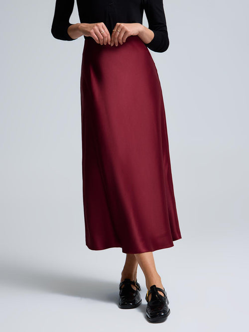 Bias-Cut Satin Skirt