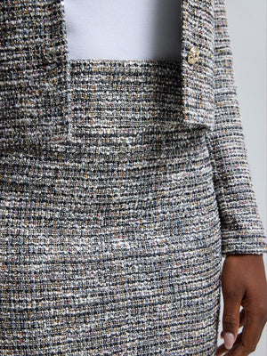 Sequin Boucle Midi Skirt Black