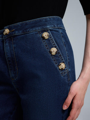 Jean ajusté et évasé de style marin à taille mi-haute Dk Denim Blasted