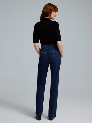 Jean ajusté et évasé de style marin à taille mi-haute Dk Denim Blasted