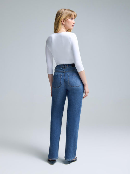 Medium Wash Straight-Leg Jeans