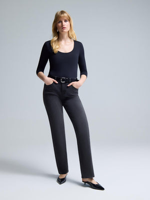Grey Denim Straight-Leg Jeans Black Rinse