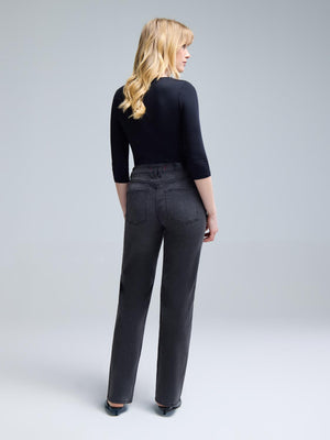 Grey Denim Straight-Leg Jeans Black Rinse