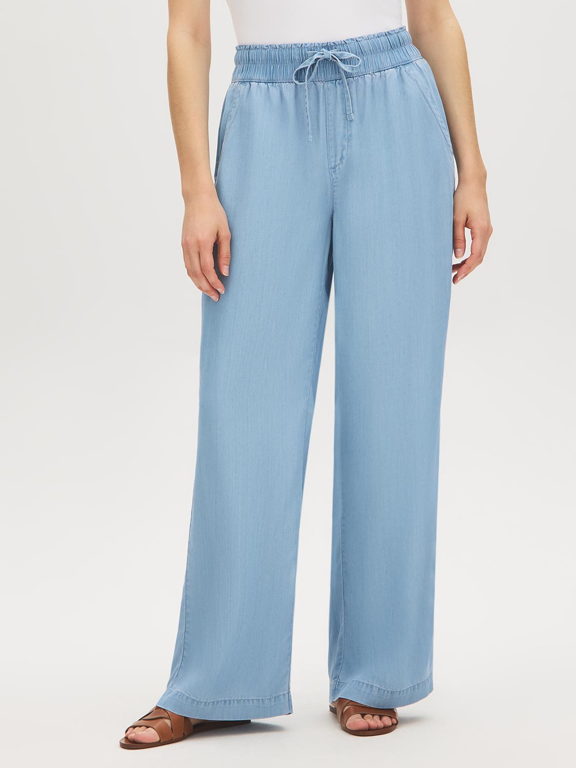 Elastic Waist Wide-Leg Denim Pant | Suzy Shier