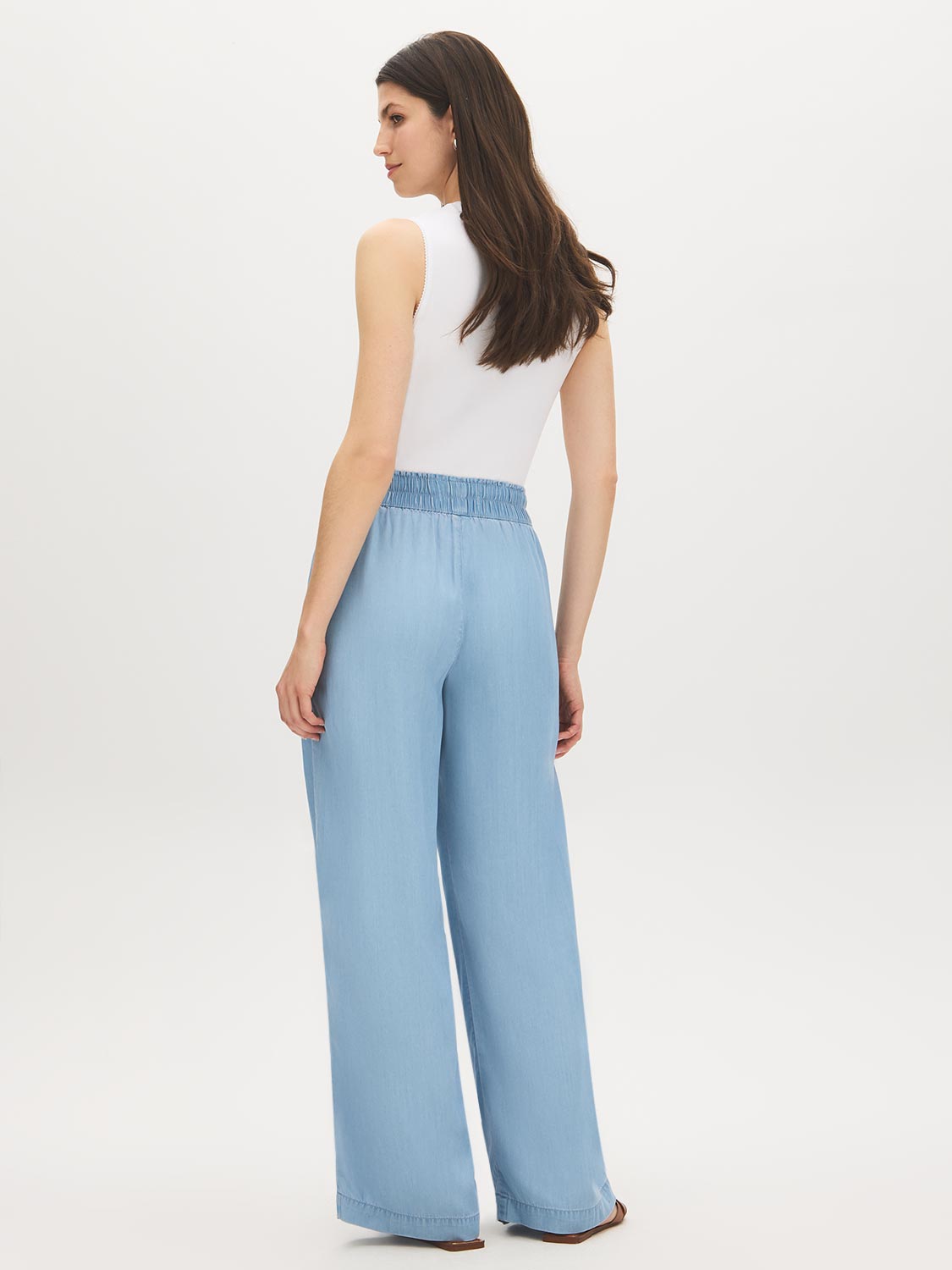 Elastic Waist Wide-Leg Denim Pant | Suzy Shier