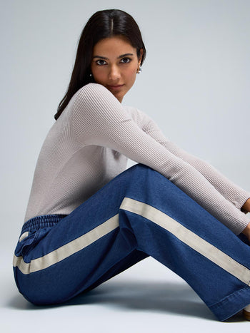 Pantalon en denim à jambes larges avec cordon de serrage Dk Denim Blasted