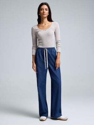 Pantalon en denim à jambes larges avec cordon de serrage Dk Denim Blasted