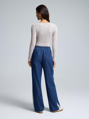 Pantalon en denim à jambes larges avec cordon de serrage Dk Denim Blasted