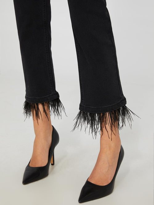High-Waisted Jeans With Feather Hem