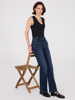 Mid-Rise Bootcut Sailor Jeans Dk Denim Blasted