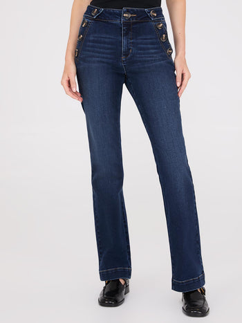 Mid-Rise Bootcut Sailor Jeans Dk Denim Blasted