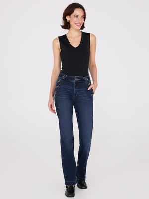 Mid-Rise Bootcut Sailor Jeans Dk Denim Blasted