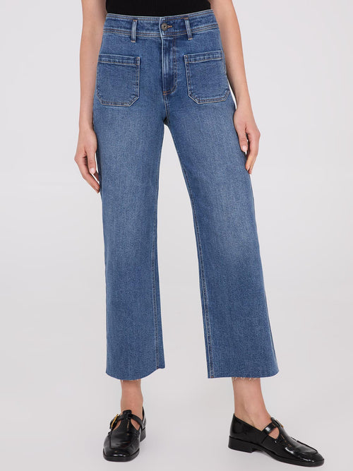 Wide-Leg Raw Edge Jeans