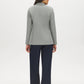 Grey Notch Collar Knit Blazer with Stripe Cuff - Woman Wearing Tailored Blazer with Flap Pockets - Suzy Shier