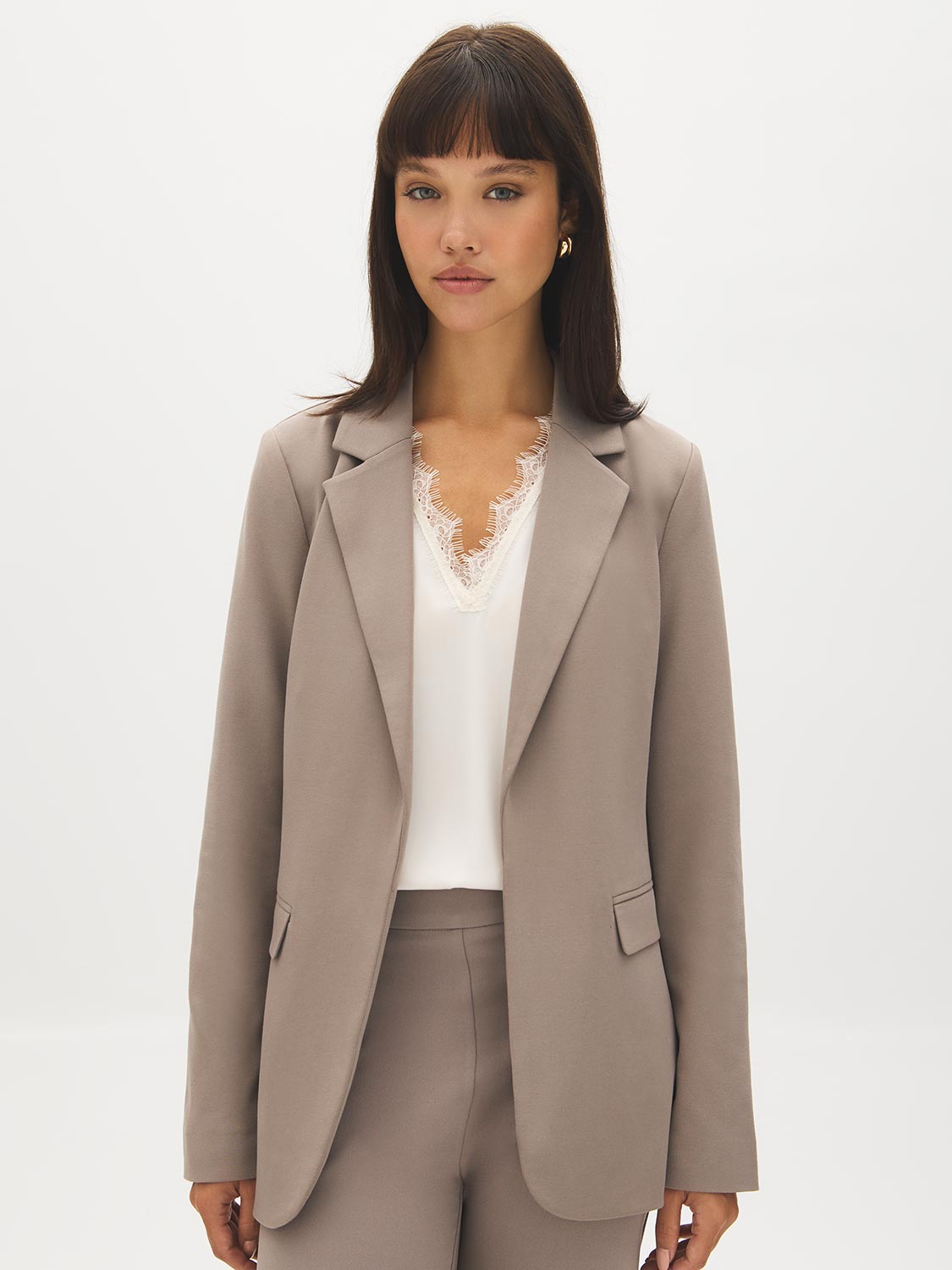 Open-Front Blazer with Stripe Cuff Detail - Suzy Shier