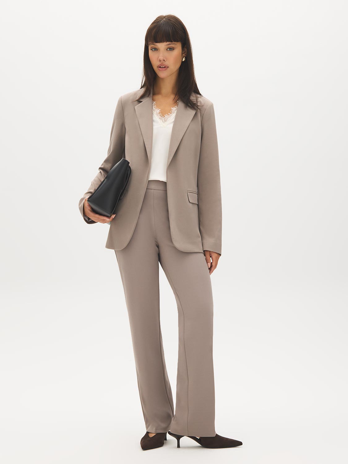 Open-Front Blazer with Stripe Cuff Detail - Suzy Shier