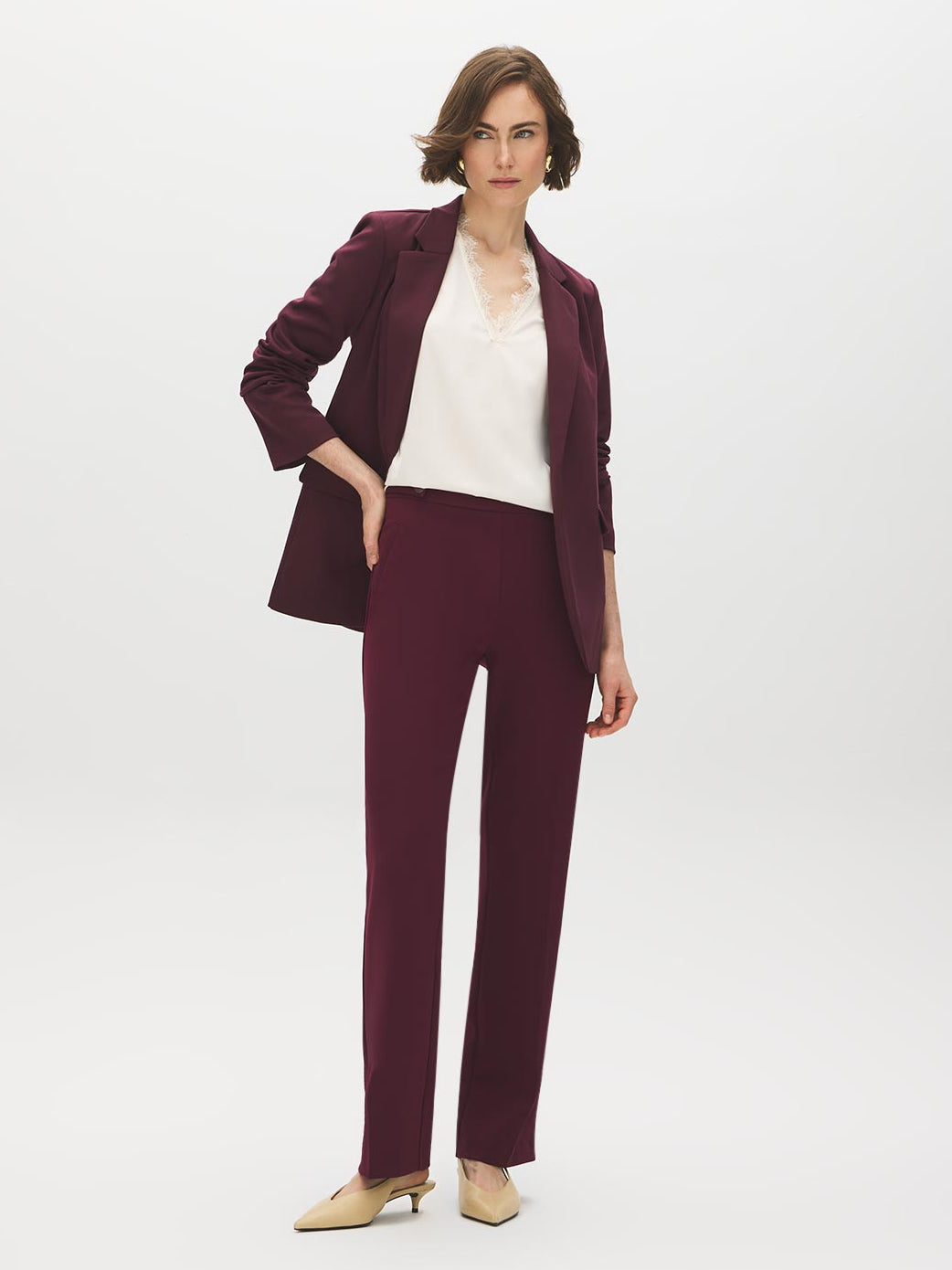 Striped Cuff Open-Front Blazer