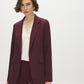 Merlot Open-Front Blazer with Stripe Cuff Detail - Woman Wearing Tailored Knit Blazer - Suzy Shier